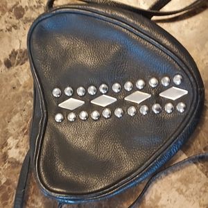 Heart Shaped Black Leather Purse